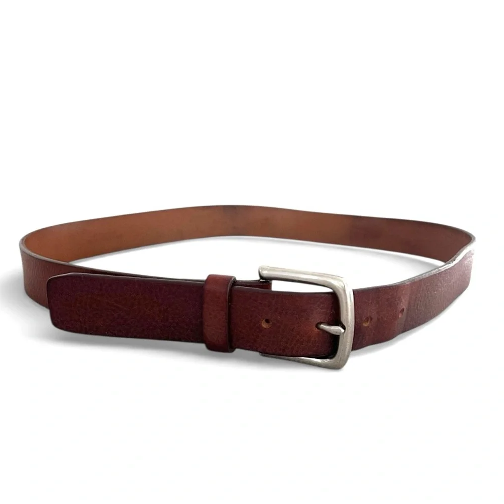 Vineyard Vines Brown Leather Belt Brass Buckle Size 38